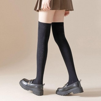 Half stocking knee socks plain knit over knee socks long women