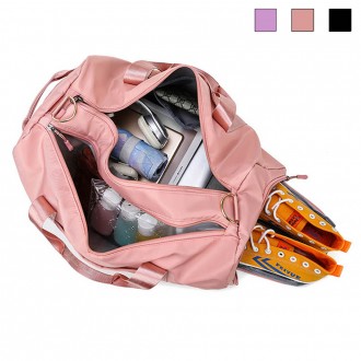 Nylon Athletic Travel Black Pink Lavender Shoes Boston Bag Bag