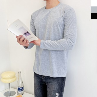 DGI1820 Men's Basic Round Long Sleeve Cotton T-shirt