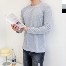 DGI1820 Men's Basic Round Long Sleeve Cotton T-shirt