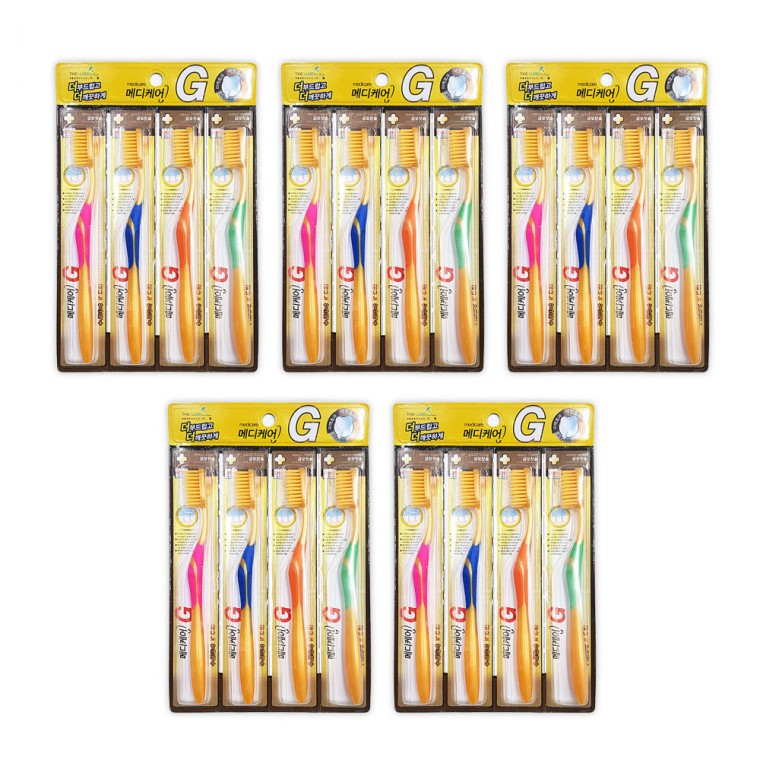 Medicare G Gold Toothbrush 4 Pack 5 Double Micro-Bristles Gold Toothbrush Gold Nano Antibacterial Slim Bristles