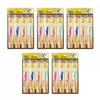 Medicare G Gold Toothbrush 4 Pack 5 Double Micro-Bristles Gold Toothbrush Gold Nano Antibacterial Slim Bristles