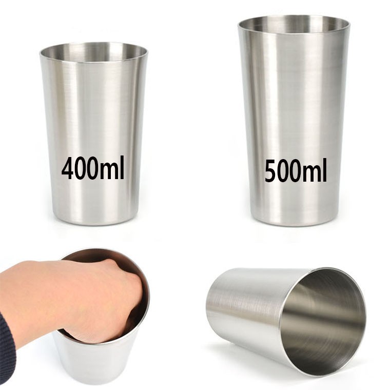 Wide mouth stainless steel beer mug water cup 400ml 500ml 1p