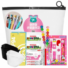 Onnuri Children's Gift Set Stationery 9-piece set Character bookmark ballpoint pen Colorful pencil KF94 mask Hand sanitizer tissue Wet tissue