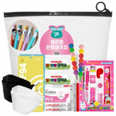 Onnuri Children's Gift Set Stationery 9-piece set Character bookmark ballpoint pen Colorful pencil KF94 mask Hand sanitizer tissue Wet tissue