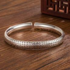 Round Heart Sutra Buddhist Sutra S999 Vintage Bangle Silver Silver Bracelet