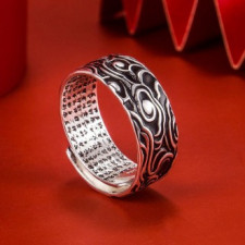 Cloud Pattern Surgical S999 Unisex Thumb Sutra Heart Sutra Vintage Ring