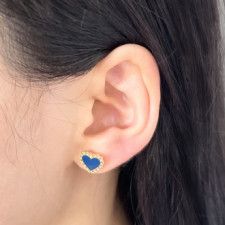 Vintage Blue Heart Earrings